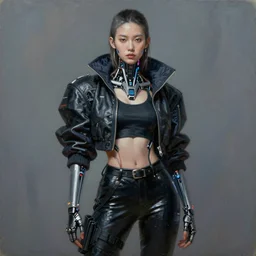cyberpunk cyborg fashion model, hyperrealism oil painting, artstation
