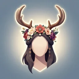 beautiful female character inspired by iceland and floral headdress pagan wiccan viking antlers headdress face only isometric | | digital artwork made by greg rutswork, anna dittmann and lois van barlee, symmetrical rim light, anatomically correct