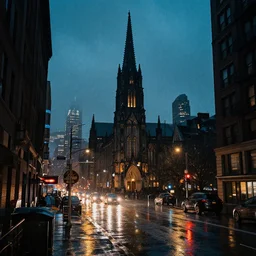 gotham city on a rainy night | dramatic city lights