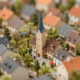 macro close up of a miniature village , 4k