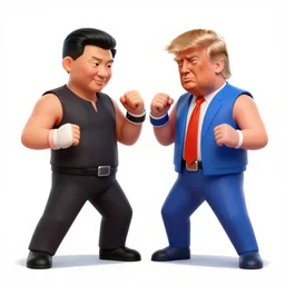 xi jinping vs donald trump, street fighters, street fighter, fight, against, digital art, cartoon style
