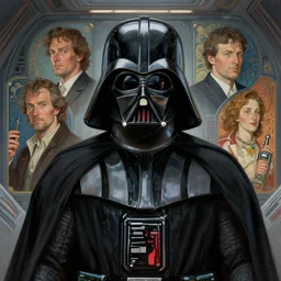 character concept portrait of a ( ( ( ( darth vader ) ) ) ), in a space station, intricate, elegant, highly detailed, digital painting, artstation, concept art, symmetry, smooth, sharp focus, illustration, art by artgerm and rutkowski and mucha by theodore ralli and nasreddine dinet and anders zorn and nikolay makovsky and edwin long