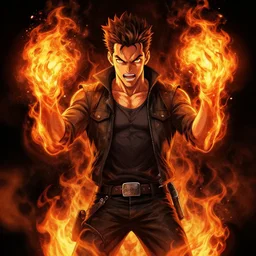 character art by bastien lecouffe - deharme, radio host alex jones, on fire, fire powers