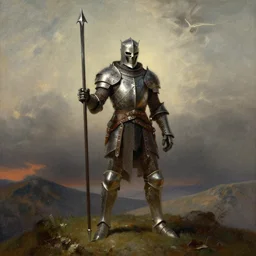 the death knight, standing on a hill, by Thomas Cole and Wayne Barlowe