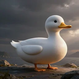 Duck shaped spaceship, elegant, smooth shapes