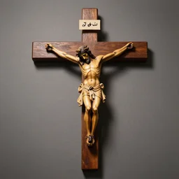 a slingshot, the wood is a crucified jesus