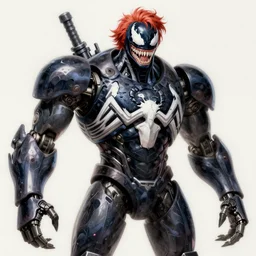Pennywise Mecha exposed to the symbiote and became Venom. concept art,high detailed,fine art,trending on Artstation,smooth draw.