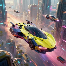 cyberpunk flying cars over futuristic city, ultrafine highly detailed hyper colorful illustration, sharp focus, unreal engine highly rendered, global illumination, radiant light, subtle light fog, intricate and detailed environment