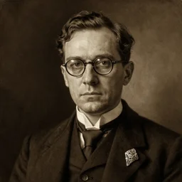majestic sepia portrait of a 1 9 2 5 man in his mid - forties with receding hair, light brown eyes, thick glasses, well dressed, wearing an art deco brooch on his left lapel, dark, brooding, atmospheric lighting, painted, sepia, intricate, ultra - detailed atmospheric lighting, painted, menacing, intricate, volumetric lighting, beautiful, rich deep colours masterpiece, golden hour, sharp focus, ultra detailed, by leesha hannigan, ross tran, thierry doizon, kai carpenter, ignacio fernandez rios