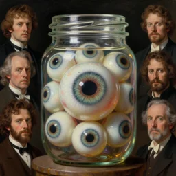 portrait of a jar of eyeballs in the style of wayne barlowe, gustav moreau, goward, bussiere, roberto ferri, santiago caruso, luis ricardo falero, austin osman spare