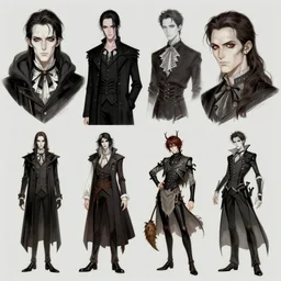 gothic character detail designs, Enki Bilal, Barry Windsor Smith, Milo Manara, Kim Jung Gi, Greg Rutkowski, character sheet, Darek Zabrocki, Karlkka, Jayison Devadas, Phuoc Quan, trending on Artstation, 8K, ultra wide angle, pincushion lens effect