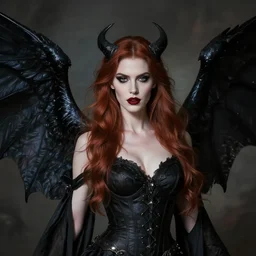 raven winged female vampire ,high fantasy, portrait