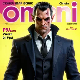 a cyberpunk very ugly mafia boss in a suit with slicked back black hair played by christen bale as an elf, 1 9 7 9 omni magazine cover, style by vincent di fate, artgerm, very coherent, detailed, 4 k resolution, bright, unreal engine, daz