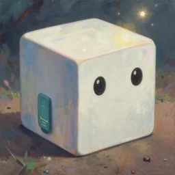 beautiful detailed painting of companion - cube!!!!!!!!, studio ghibli, makoto shinkai, rhads, radiant light, 4 k