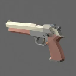 low poly model of gun flat shading  unity engine