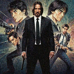 dwayne the rock johnson as john wick, cinestill 8 0 0 t, medium shot, full, film still, shaded lighting poster by, magali villeneuve, jeremy lipkin and michael garmash, rob rey and kentaro miura style, trippy