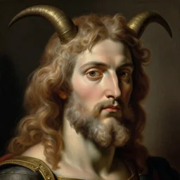 A extremely highly detailed majestic hi-res beautiful, highly detailed head and shoulders painting of baphomet by Michelangelo Merisi da Caravaggio,