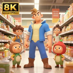 photo cartoon illustration comics manga painting of super market : 6 fantasy, digital painting, unreal engine, 8 k, volumetric lighting, contrast