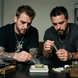 billy and mandy rolling a cannabis joint with grim