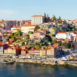 low poly render of porto city