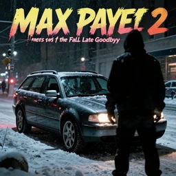 Audi A4 B6 Avant (2002), a gritty neo-noir, dramatic lighting, cinematic, eerie person silhouette, death, homicide, homicide in the snow, gunshots, establishing shot, extremely high detail, photorealistic, cinematic lighting, artstation, by simon stalenhag, Max Payne (PC) (2001) winter New York Manhattan at night, In the style of Max Payne 2 graphic novel, ultra grim, flashing lights, Poets of the Fall - Late Goodbye