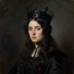 The portrait of Lady in black wax crown by John William Waterhouse, dark fantasy, witcher, very detailed oil painting, masterpiece, 8k