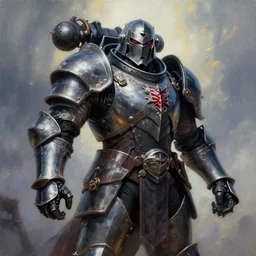 wolfenstein dark metal armor, acrilic paint, brush paint, heavenly atmosphere, paint, ultra detailed, beautiful image, resolution, artstation