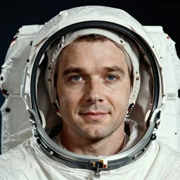 symmetrical!! portrait of neil armstrong the astronaut. close up. soft lighting, retro 8 0 s, realistic illustration, art by peter elson