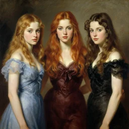 the charmed ones, prue, piper, phoebe. highly detailed painting by gaston bussiere, craig mullins, j. c. leyendecker, 8 k
