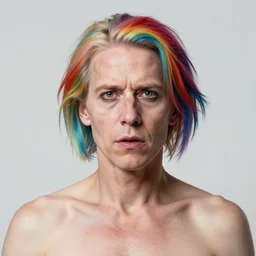Joe Biden as a transgender woman, maniac look, rainbow hair, ugly, gross, realistic, beta male, accurately portrayed, portrait art by Hieronymus Bosch and greg rutkowski, highly detailed, digital painting, concept art, illustration, transgender flag displayed, trending on artstation, very detailed, smooth, sharp focus, octane render, close up
