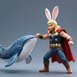 thor punching a whale while wearing rabbit ears