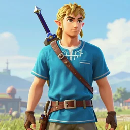 Link from Zelda in GTA V, cover art by stephen Bliss, artstation, no text