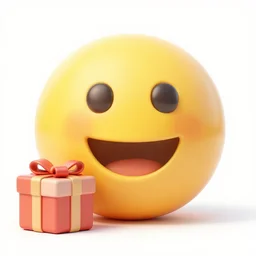 gift emoticone, 3 d render, white background, photorealistic, hd