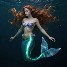 beautiful mermaid with her hair flowing down, extremely high detail, photo realistic, cinematic, post processed, concept art, artstation, matte painting, style by Raphael Lacoste, Eddie Mendoza