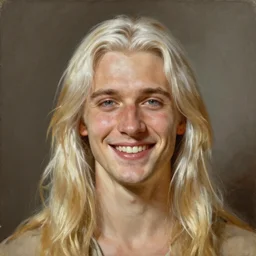 Painting of a clean shaven Jason Isaacs with long white hair. beautiful long golden blonde hair. Young. Smiling. Happy. Cheerful. Art by william adolphe bouguereau. Very very very very very very very very very very very very much detailed. Beautiful. 4K. Award winning.