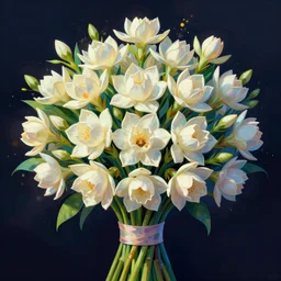 symmetry!! stunning tuberose bouquet!! by victo ngai, kilian eng vibrant colours, dynamic lighting, digital art, winning award masterpiece, fantastically beautiful, illustration, aesthetically inspired by beksinski and dan mumford, trending on artstation, art by greg rutkowski, 8 k