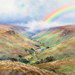 look out across the windswept hills, with rainbow hues, with misty blues, across the valleys, lakes and rills, where landscapes fuse, where eyes peruse. ink painting