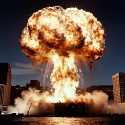 photo of a nuclear explosion in new york in the year 1 9 8 9, color picture