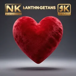 floating velvet heart, front view, award winning photo, 4k