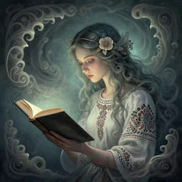 breathe into euphoria, a girl reading a book, altered carbon, dreamy ethereal vibe, atmospheric, detailed intricate render, fibbonacci, detailed illustration, hd, 4 k, digital art, overdetailed art, surrealistic, by greg rutkowski, by loish, laura sava, slavic traditional trending on artstation, deviantart