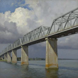 beautiful painting of sargent texas high bridge over intracoastal waterway by olaf krans