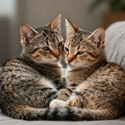 two babushka cats cuddling each other