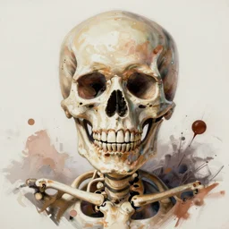 a messy painting of a skeleton using all known skin tones by delphin enjolras, highly detailed, sharp focus, trending on artstation