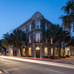 charleston, south carolina, broad street, light trails, architecture photography, full frame, full resolution, 2 4 mm, f / 1 6, long exposure, dawn, blue hour