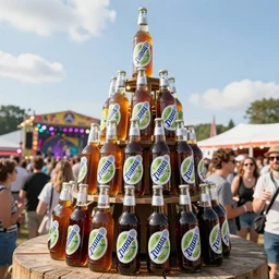 a mountain of tuborg classic at roskilde festival, picture, award winning, happy