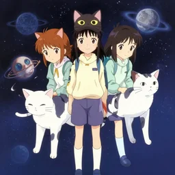 catgirls in space by haruko ichikawa, kyoto animation, square enix makoto shinkai