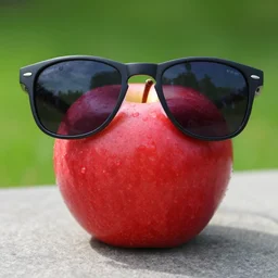 apple with sun glasses