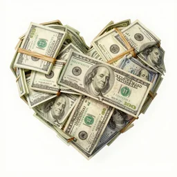 an intricate highly detailed watercolour of a heart made out of cash money, artstation
