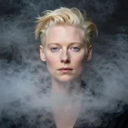 4k Detailed portrait by John Singer Sargent of  Tilda Swinton shrouded in a cloud of smoke