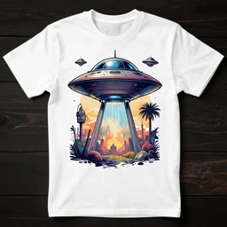a t-shirt design about UFOs